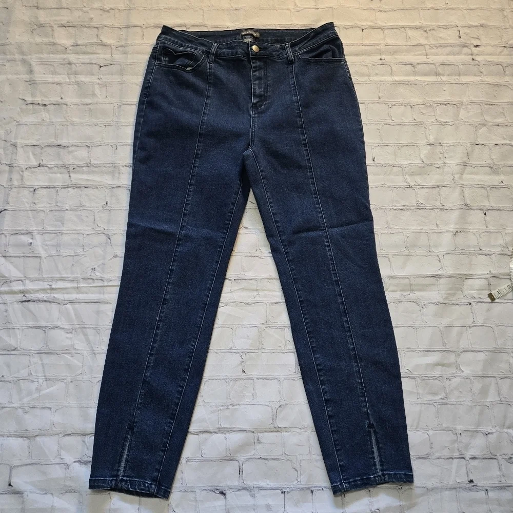 Denim Jeans Princess Seam Front Ankle Slit Western Size:14